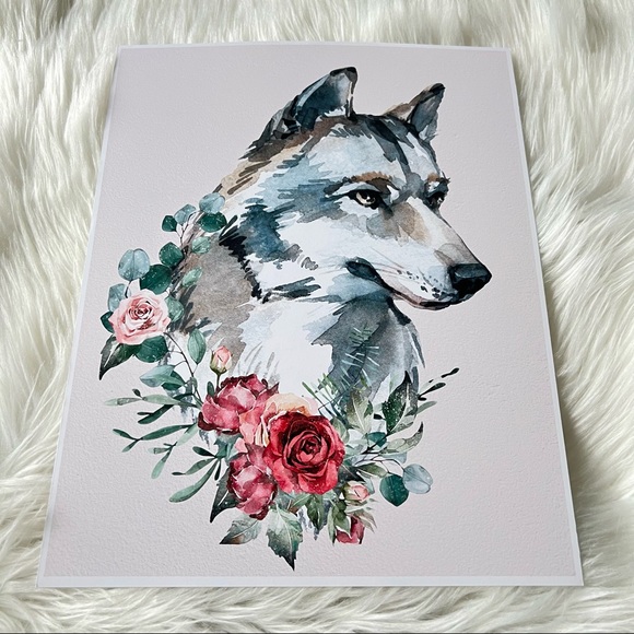 Wall Art Watercolor Wolf Portrait Illustration Print Poster Unframed - Picture 15 of 17